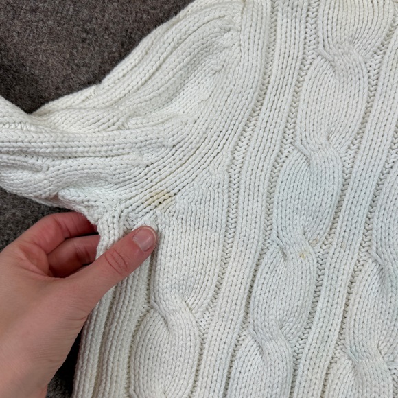 Chaps Cable-knit Funnel Neck Cardigan Sweater Women’s L 100% Cotton Preppy Y2K - Picture 9 of 12